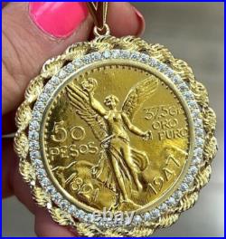 New 14k solid gold color 50 pesos Rope Coin Bezel Frame pendant New 14k solid gold color 50 pesos Rope Coin Bezel Frame pendant