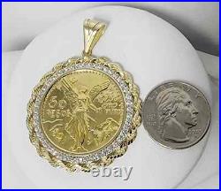 New 14k solid gold color 50 pesos Rope Coin Bezel Frame pendant New 14k solid gold color 50 pesos Rope Coin Bezel Frame pendant