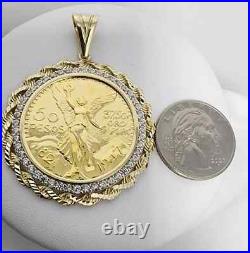 New 14k solid gold color 50 pesos Rope Coin Bezel Frame pendant New 14k solid gold color 50 pesos Rope Coin Bezel Frame pendant