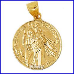 New Real Solid 14K Gold 25MM Saint Christopher Protect Us Coin Medallion