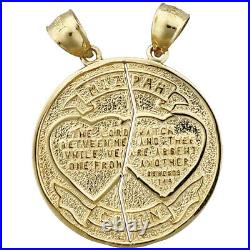 New Real Solid 14K Gold Engraved Breakable Mizpah Coin Pendant