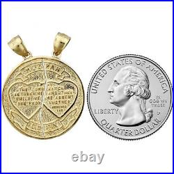New Real Solid 14K Gold Engraved Breakable Mizpah Coin Pendant