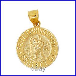 New Real Solid 14K Gold Saint Christopher Protect Us Coin Medallion