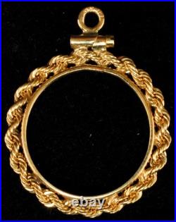 New Solid 14KT $2.5 Liberty Screw Top Rope (1840-1907) Coin Bezel Frame