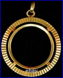 New Solid 14KT Mexico 10 Peso Gold Fancy Sun Burst Style Coin Bezel Frame