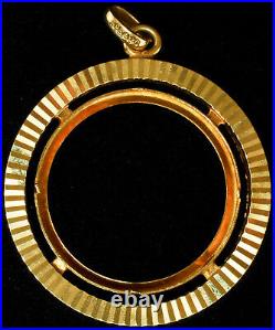 New Solid 14KT Mexico 10 Peso Gold Fancy Sun Burst Style Coin Bezel Frame