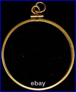 New Solid 14KT Mexico 1 OZ Gold Screw Top Plain Edge Coin Bezel Frame