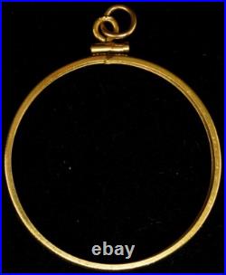 New Solid 14KT Mexico 1 OZ Gold Screw Top Plain Edge Coin Bezel Frame New Solid 14KT Mexico 1 OZ Gold Screw Top Plain Edge Coin Bezel Frame