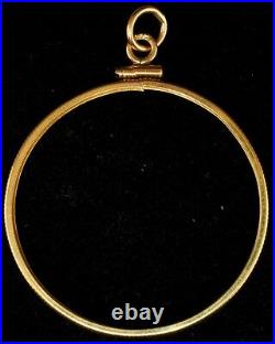 New Solid 14KT Mexico 1 OZ Gold Screw Top Style Plain Edge Coin Bezel Frame