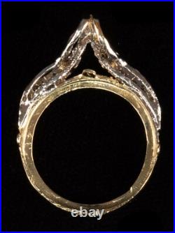 New Solid 14K $5 American Eagle 1/10 oz Coin Bezel Diamonds