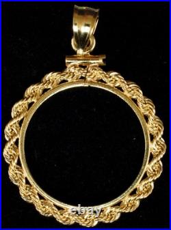 New Solid 14K $5 Liberty Coin Screw Top Rope (1866-1908) Bezel Frame New Solid 14K $5 Liberty Coin Screw Top Rope (1866-1908) Bezel Frame