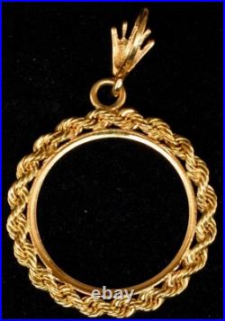 New Solid 14K Mexico 5 Peso Gold Screw Top Rope (1955) Coin Bezel Frame New Solid 14K Mexico 5 Peso Gold Screw Top Rope (1955) Coin Bezel Frame