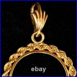 New Solid 14K Mexico 5 Peso Gold Screw Top Rope (1955) Coin Bezel Frame New Solid 14K Mexico 5 Peso Gold Screw Top Rope (1955) Coin Bezel Frame