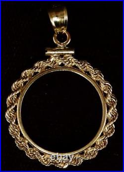 New Solid 14k 1/4 oz Maple Leaf Nugget Kangaroo Rope Bezel Frame