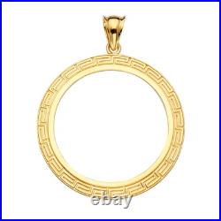 New Solid 14k gold 50 pesos Centenario Coin Greek Frame pendant Mexican bezel