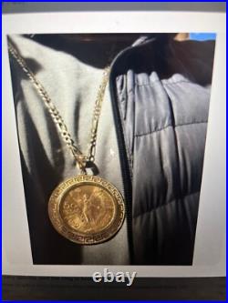 New Solid 14k gold 50 pesos Centenario Coin Greek Frame pendant Mexican bezel