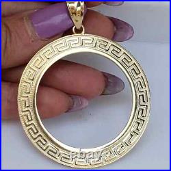 New Solid 14k gold 50 pesos Centenario Coin Greek Frame pendant Mexican bezel