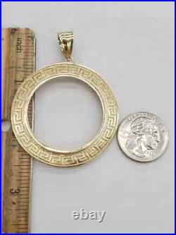New Solid 14k gold 50 pesos Centenario Coin Greek Frame pendant Mexican bezel