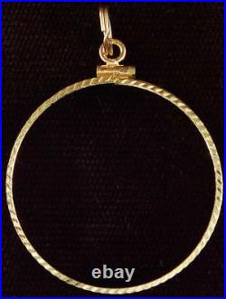 New Solid 14kt 1 oz Panda Gold Coin Bezel Frame Diamond Cut 2.4gr New Solid 14kt 1 oz Panda Gold Coin Bezel Frame Diamond Cut 2.4gr