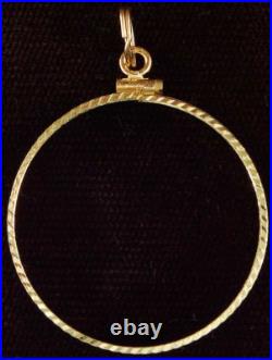 New Solid 14kt 1 oz Panda Gold Coin Bezel Frame Diamond Cut 2.4gr