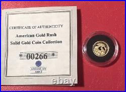 North Carolina American Gold Rush Solid Gold Coin With Capsule And COA