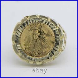 Nugget Design Coin Signet Ring Solid 10K Yellow Gold All Sizes