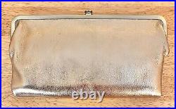 Nwt Women's Hobo Leather Double Frame Clutch Wallet, Lauren, Coin Metallic Gold