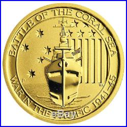 ON SALE! 1/4 oz Australian Battle Of The Coral Sea Gold Coin (BU)