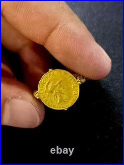 Old Ancient Greece Grrek Alexander Coin Genuine Solid GOLD 22k Ring