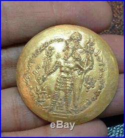 Old Kushan Vima Kadphises Siva bull Nandi holding trident Solid Gold 18K Coin