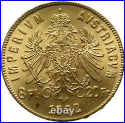 Österreich 8 Florin 6,45 Gramm 900 fein GOLD Münze Coin (B249)