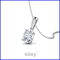 Oval Cut 2.00 Carat Simulated Diamond Pendent Solid 14K Hallmarked White Gold