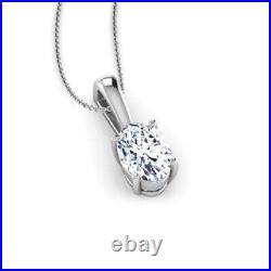 Oval Cut 2.00 Carat Simulated Diamond Pendent Solid 14K Hallmarked White Gold