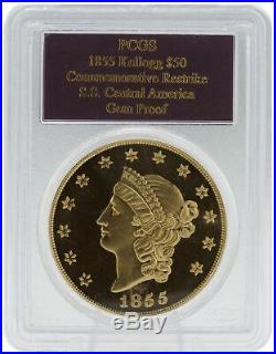 PCGS 1855 Kellogg $50 Gem Proof Commemorative Restrike S. S. Central America Coin