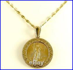 PENDANT 5 Dollar 2005 LIBERTY 22k Gold Coin set in 14k Solid Gold New