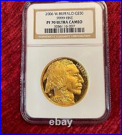 PF 70 2006 Ultra Cameo NGC W $50 1oz Solid Gold Buffalo. 9999 Original owner