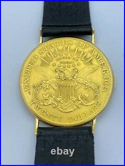 PIAGET 18K Solid Gold 1904 Twenty Dollars Coin Wind Up 9P Hidden Watch