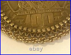 POLAND 66 100 Zlotych Millennium Silver Mieszko i Dabrowka-14K SOLID GOLD BEZEL