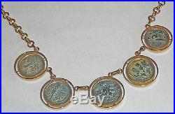 PRICED TO SELL! 18 Karat gold necklace with five ancient coins, Second Temple ea