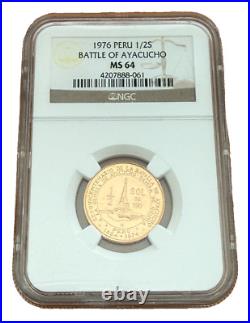 Peru 1976 Gold 1/2 Sol NGC MS64 Battle of Ayachucho
