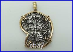 Piece of 8 Treasure Coin with a 14K Solid Yellow Gold Hand Made Bezel Pendant