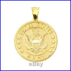 Polished Solid Gold US Army Two Sided Coin Pendant