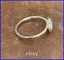 Pretty 14K Solid Yellow Gold Diamond Initial Letter W Coin Ring Size 4.75