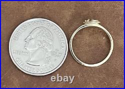 Pretty 14K Solid Yellow Gold Diamond Initial Letter W Coin Ring Size 4.75