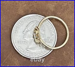 Pretty 14K Solid Yellow Gold Diamond Initial Letter W Coin Ring Size 4.75