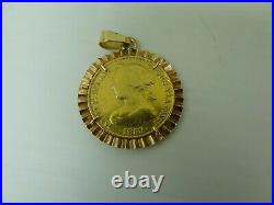 Pure Gold900valuable Spanish Coin 1860 Encased In 750 Solid Gold Made To Pendant