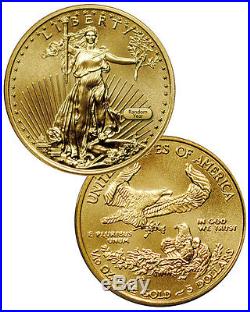 RANDOM DATE 1/10 Troy Oz Fine Gold American Eagle $5 Coin SKU26123