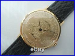 RARE 1980 WALTHAM Coin Style Man Gold Plated 10M Swiss HT001 Manual Winding 17J