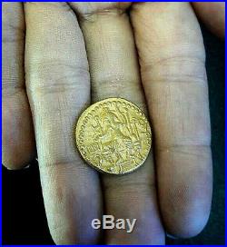 RARE Ancient Bactrian Crowned diademed king Four-armed Oesho Solid Gold 18K Coin