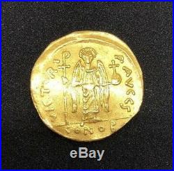 RARE Solid Gold Coin, MAURICE TIBERIUS, SOLIDUS, CONSTANTINOPLE, MS(63)